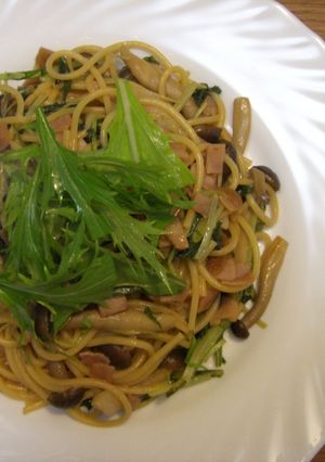 水菜としめじの和風スパゲティ。-レシピのメイン写真