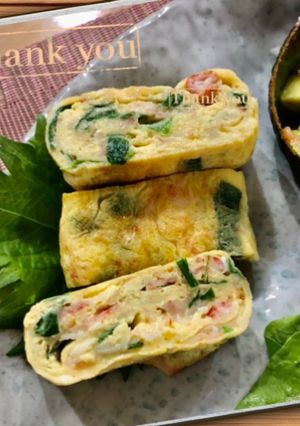 カニかま入りニラ玉子焼き-レシピのメイン写真