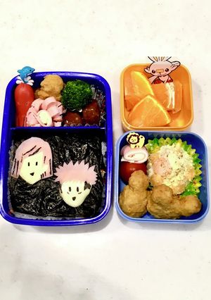 簡単キャラ弁　呪術廻戦　悠仁＆野薔薇-レシピのメイン写真