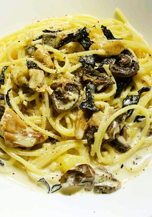 乾燥きのこのクリームソーススパゲティ-レシピのメイン写真