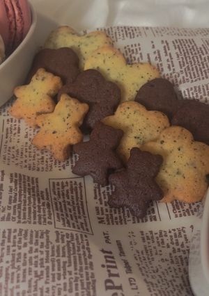 チョコクッキー紅茶のクッキーハート　お花-レシピのメイン写真