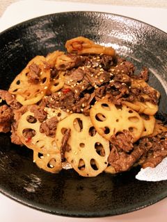 レンコンと牛肉の甘辛炒め〜ピリ辛にも〜-レシピのメイン写真
