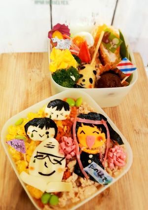 簡単キャラ弁　★泣き笑い運動会応援弁当★-レシピのメイン写真