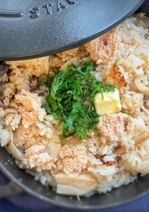 ストウブ バター香る明太子炊き込みご飯-レシピのメイン写真