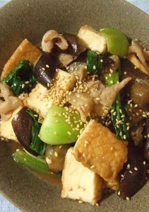 ナスとチンゲン菜と厚揚げの炒め物-レシピのメイン写真