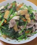 小松菜と豚バラと厚揚げの炒め物^^