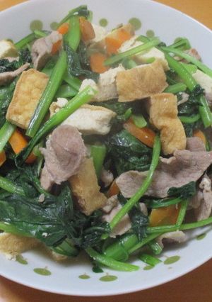 小松菜と豚バラと厚揚げの炒め物^^-レシピのメイン写真