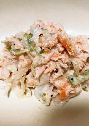 焼鮭とらっきょうで新玉葱とゴーヤのサラダ-レシピのメイン写真