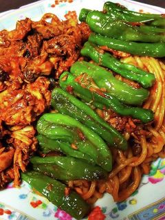 鰹缶 と ししとう のケチャップ焼きそば-レシピのメイン写真