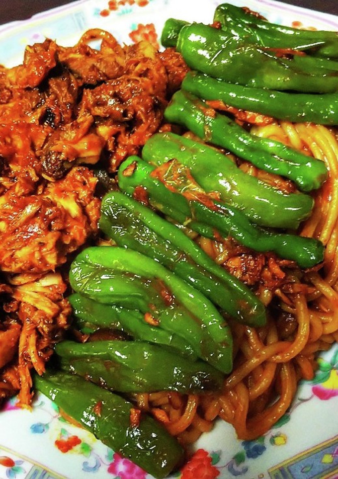 鰹缶 と ししとう のケチャップ焼きそば-レシピのメイン写真