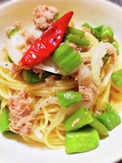 ツナ缶とししとうのパスタ-レシピのメイン写真