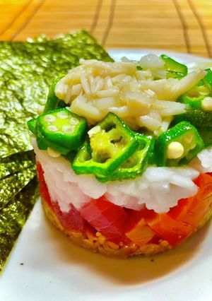 No2844オクラ長芋納豆の海鮮バクダン-レシピのメイン写真