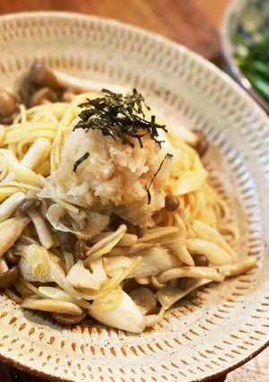 キノコとネギのおろしバター醤油パスタ-レシピのメイン写真