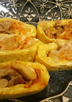 キムチと豚肉チーズのミルフィーユ玉子焼き-レシピのメイン写真