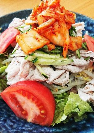 本技凄旨キムチでサラダうどん-レシピのメイン写真