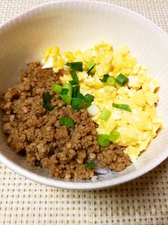 そぼろと炒り卵の二食丼-レシピのメイン写真