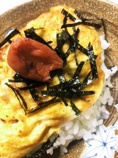 キムチ納豆オムレツ梅干しトッピング丼-レシピのメイン写真