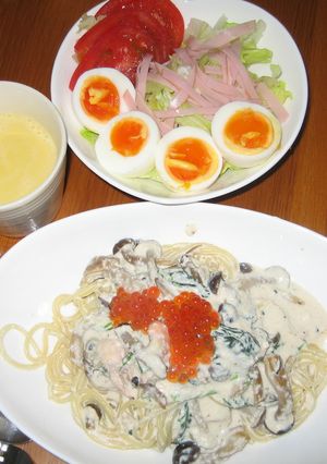 しめじとほうれん草のたらこクリームスパ！-レシピのメイン写真