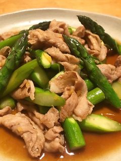 下茹でなし!アスパラと豚バラの甘辛炒め-レシピのメイン写真