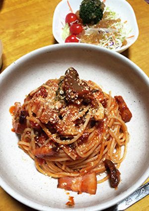 薫製ベーコンとナスのトマトパスタ-レシピのメイン写真