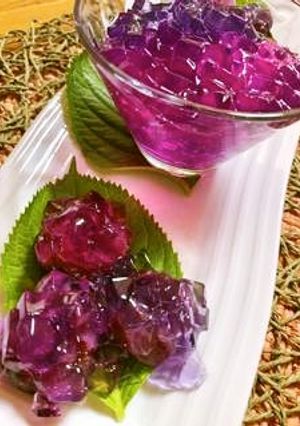 紫キャベツで彩り鮮やかな紫陽花の和菓子-レシピのメイン写真