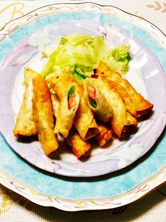 簡単餃子の皮でロール揚げ ^_^-レシピのメイン写真