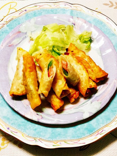 簡単餃子の皮でロール揚げ ^_^-レシピのメイン写真