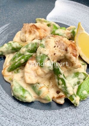スナップエンドウと鶏のレモンクリーム-レシピのメイン写真