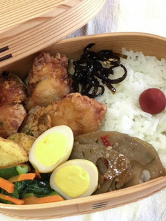 朝作るのは3品!から揚げ、ポテト弁当!-レシピのメイン写真