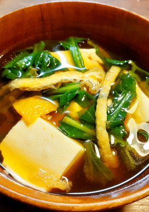 ルッコラと豆腐のお味噌汁-レシピのメイン写真