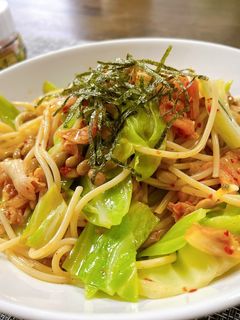 冷たいキムチ納豆スパゲッティ-レシピのメイン写真