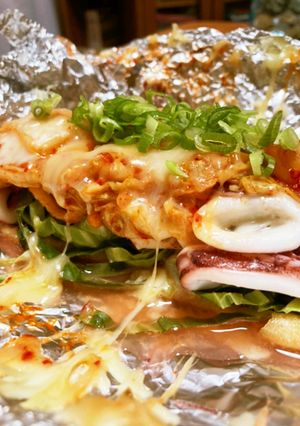 イカのキムチーズホイル焼き-レシピのメイン写真