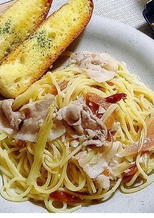 豚バラと梅とみょうがのパスタ-レシピのメイン写真