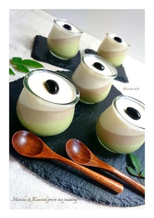 抹茶・ほうじ茶・ミルク3層プリン-レシピのメイン写真