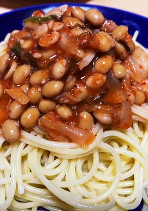 暑い日に！納豆キムチ冷製パスタ-レシピのメイン写真