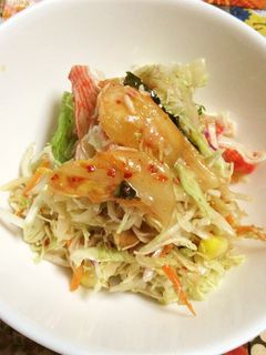 本技キムチで、かにかま入り野菜サラダ-レシピのメイン写真