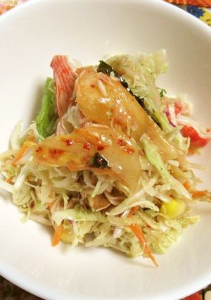 本技キムチで、かにかま入り野菜サラダ-レシピのメイン写真