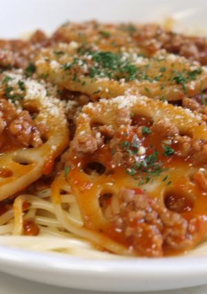 10分で簡単♪スープの素で蓮根ミートスパ-レシピのメイン写真