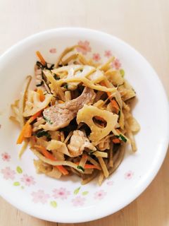 ご飯進む☆蓮根とごぼうの豚肉味噌マヨ炒め-レシピのメイン写真