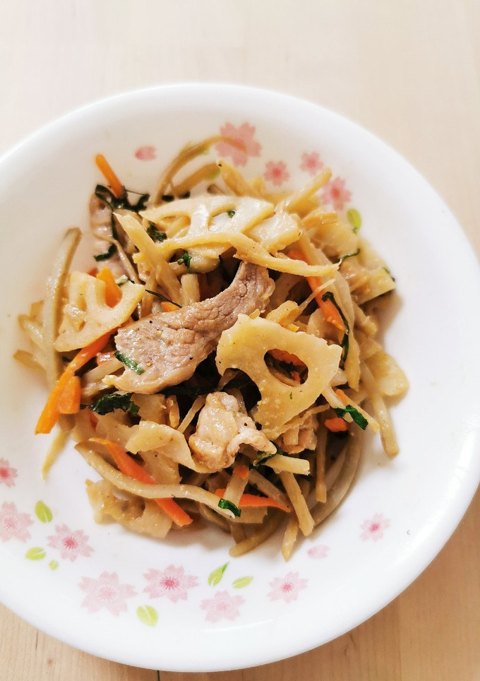 ご飯進む☆蓮根とごぼうの豚肉味噌マヨ炒め-レシピのメイン写真