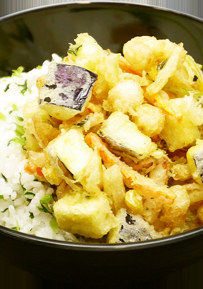 貝柱と夏野菜のしおかき揚げ丼-レシピのメイン写真