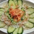 キムチトッピングのサラダそうめん