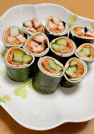 海苔&チーズでキムチ巻き♡キュウリ燻製鶏-レシピのメイン写真
