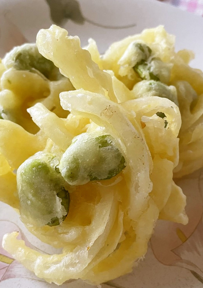 旬の味　そらまめと新玉ねぎのかき揚げ-レシピのメイン写真