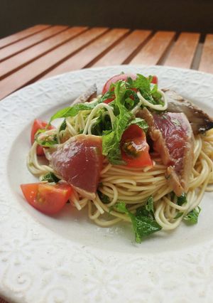 鰹のたたきで 素麺サラダ-レシピのメイン写真