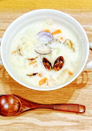 殻付きあさりで　豆乳のクラムチャウダー-レシピのメイン写真