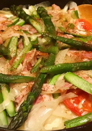 アスパラベーコン薄切りポテトのチーズ焼き-レシピのメイン写真