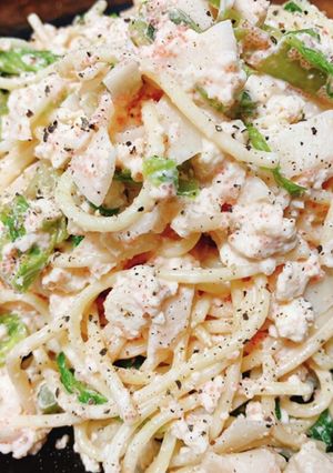 明太子と豆腐レタスのヘルシー冷製パスタ-レシピのメイン写真