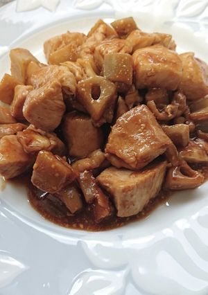鶏胸肉とれんこんの焼肉のたれマヨ和え-レシピのメイン写真