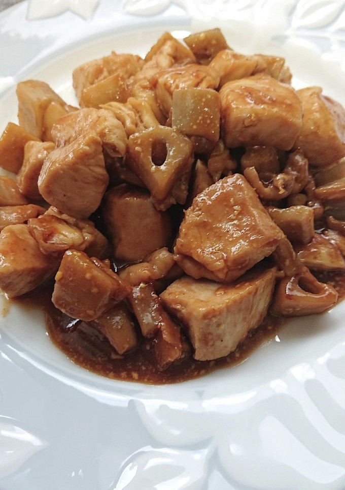 鶏胸肉とれんこんの焼肉のたれマヨ和え-レシピのメイン写真